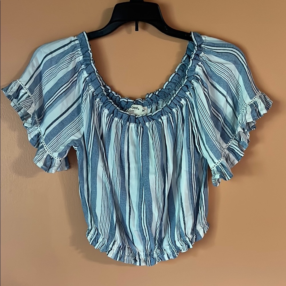 Ocean Drive Blue Flutter Sleeve Blouse